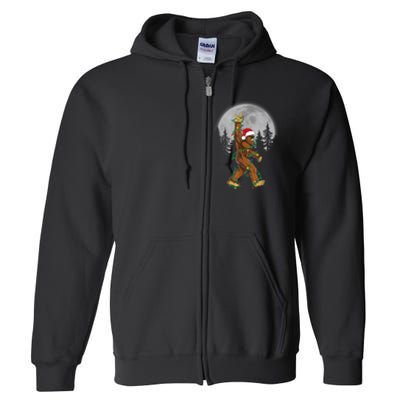 Bigfoot Santa Christmas Tree Lights Funny Xmas Sasquatch Full Zip Hoodie