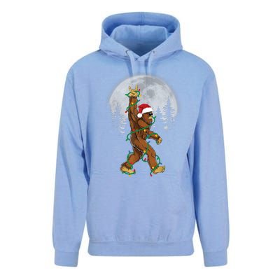 Bigfoot Santa Christmas Tree Lights Funny Xmas Sasquatch Unisex Surf Hoodie