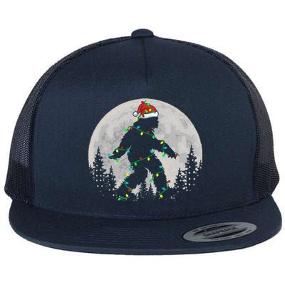 Bigfoot Santa Christmas Tree Lights Flat Bill Trucker Hat