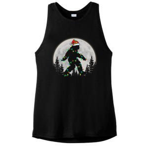 Bigfoot Santa Christmas Tree Lights Funny Xmas Sasquatch Ladies PosiCharge Tri-Blend Wicking Tank