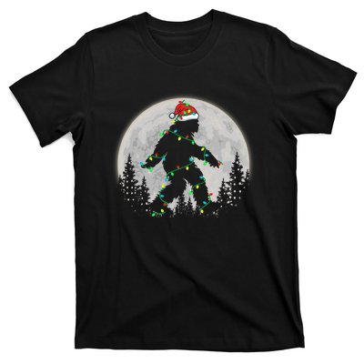 Bigfoot Santa Christmas Tree Lights Funny Xmas Sasquatch T-Shirt