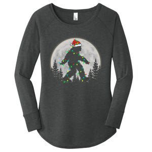 Bigfoot Santa Christmas Tree Lights Funny Xmas Sasquatch Women's Perfect Tri Tunic Long Sleeve Shirt