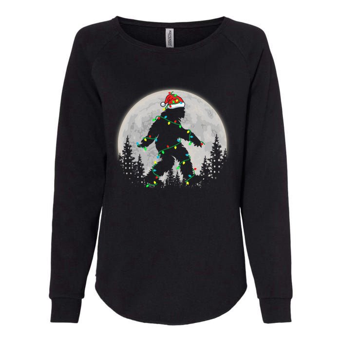 Bigfoot Santa Christmas Tree Lights Funny Xmas Sasquatch Womens California Wash Sweatshirt