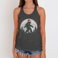 Bigfoot Santa Christmas Tree Lights Funny Xmas Sasquatch Women's Knotted Racerback Tank