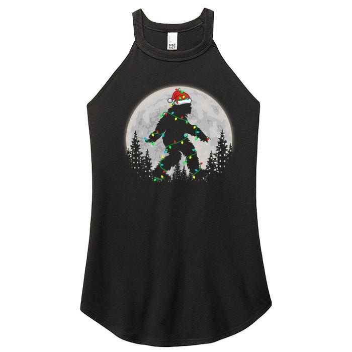 Bigfoot Santa Christmas Tree Lights Funny Xmas Sasquatch Women's Perfect Tri Rocker Tank