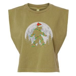 Bigfoot Santa Christmas Tree Lights Funny Xmas Sasquatch Garment-Dyed Women's Muscle Tee