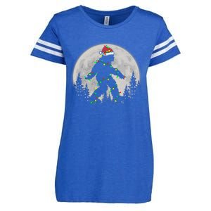 Bigfoot Santa Christmas Tree Lights Funny Xmas Sasquatch Enza Ladies Jersey Football T-Shirt