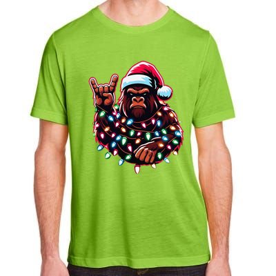 Bigfoot Santa Christmas Lights Funny Xmas Sasquatch Rock On Adult ChromaSoft Performance T-Shirt