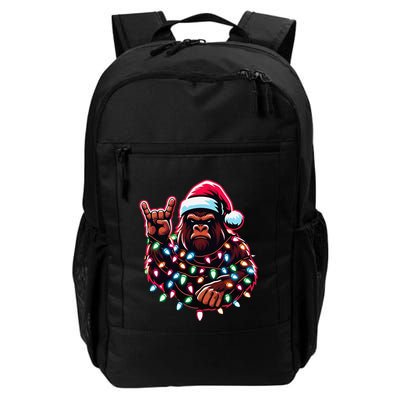 Bigfoot Santa Christmas Lights Funny Xmas Sasquatch Rock On Daily Commute Backpack