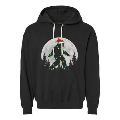 Bigfoot Santa Christmas Tree Lights Xmas Sasquatch Garment-Dyed Fleece Hoodie