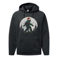 Bigfoot Santa Christmas Tree Lights Xmas Sasquatch Performance Fleece Hoodie