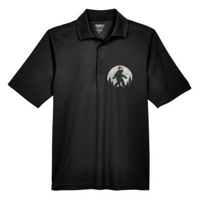 Bigfoot Santa Christmas Tree Lights Xmas Sasquatch Men's Origin Performance Pique Polo