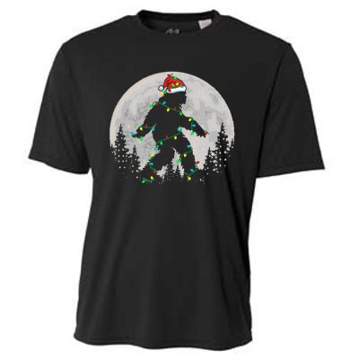 Bigfoot Santa Christmas Tree Lights Xmas Sasquatch Cooling Performance Crew T-Shirt