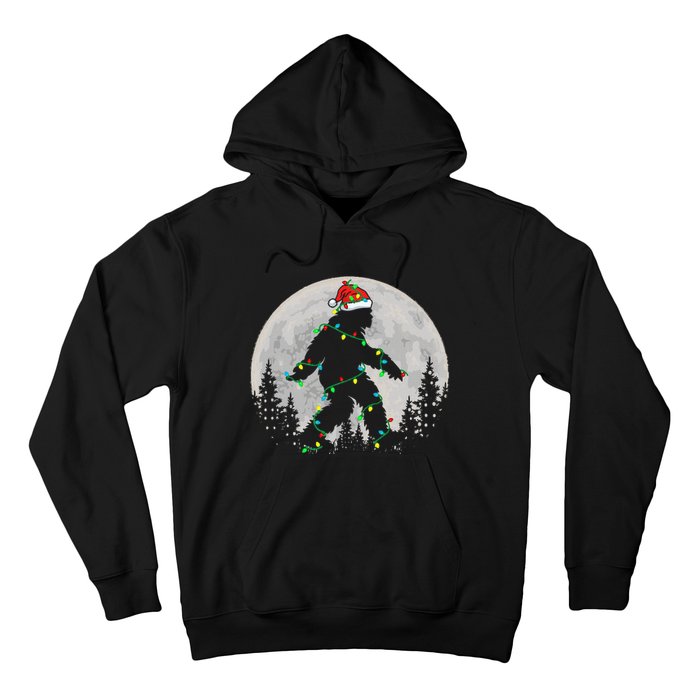 Bigfoot Santa Christmas Tree Lights Xmas Sasquatch Hoodie