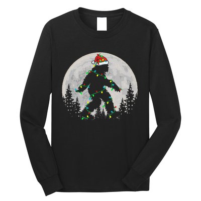 Bigfoot Santa Christmas Tree Lights Xmas Sasquatch Long Sleeve Shirt