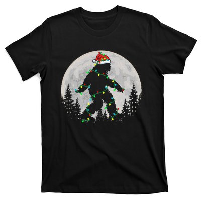 Bigfoot Santa Christmas Tree Lights Xmas Sasquatch T-Shirt