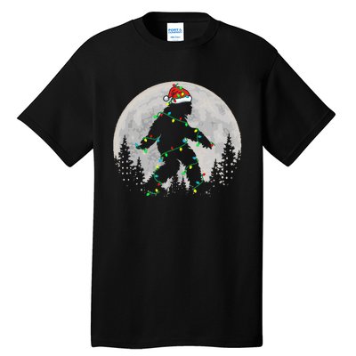 Bigfoot Santa Christmas Tree Lights Xmas Sasquatch Tall T-Shirt