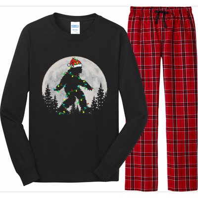 Bigfoot Santa Christmas Tree Lights Xmas Sasquatch Long Sleeve Pajama Set