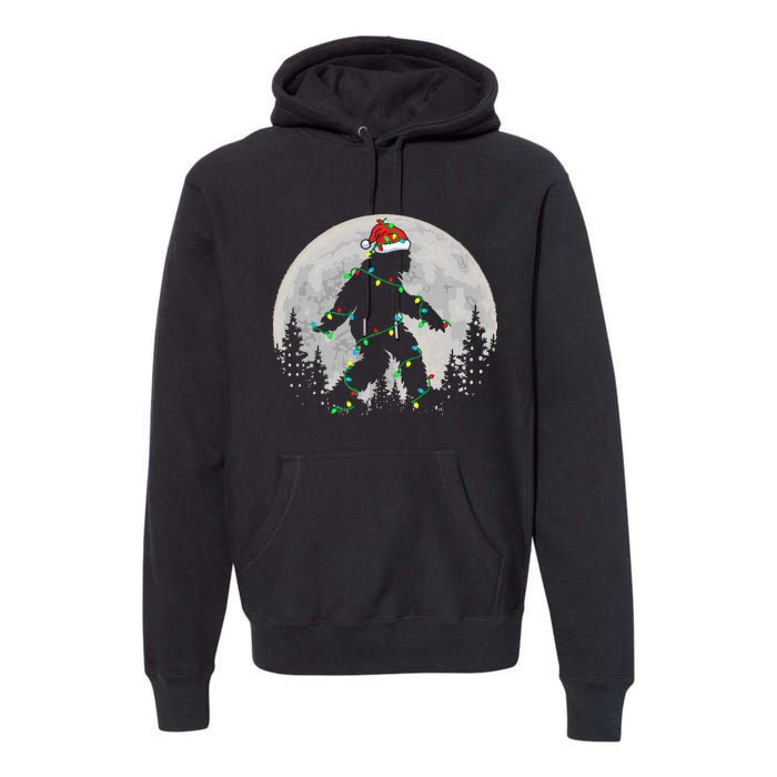 Bigfoot Santa Christmas Tree Lights Xmas Sasquatch Premium Hoodie