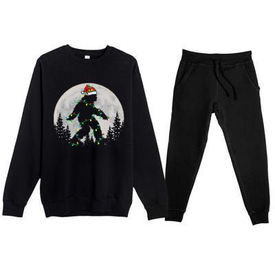 Bigfoot Santa Christmas Tree Lights Xmas Sasquatch Premium Crewneck Sweatsuit Set