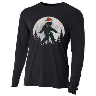 Bigfoot Santa Christmas Tree Lights Xmas Sasquatch Cooling Performance Long Sleeve Crew