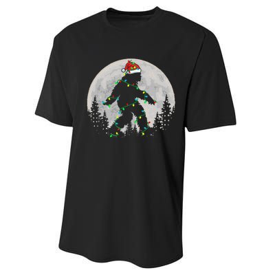 Bigfoot Santa Christmas Tree Lights Xmas Sasquatch Performance Sprint T-Shirt