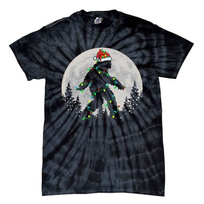 Bigfoot Santa Christmas Tree Lights Xmas Sasquatch Tie-Dye T-Shirt