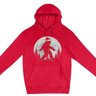 Bigfoot Santa Christmas Tree Lights Xmas Sasquatch Premium Pullover Hoodie