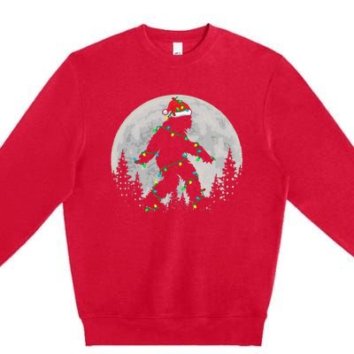 Bigfoot Santa Christmas Tree Lights Xmas Sasquatch Premium Crewneck Sweatshirt