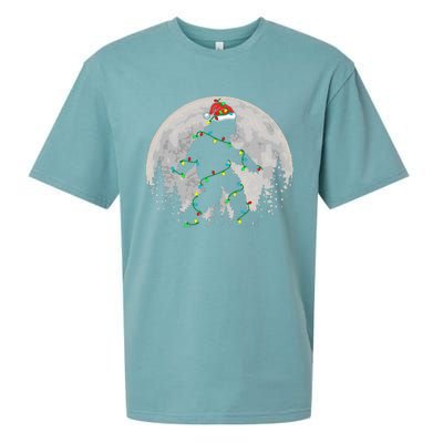 Bigfoot Santa Christmas Tree Lights Xmas Sasquatch Sueded Cloud Jersey T-Shirt