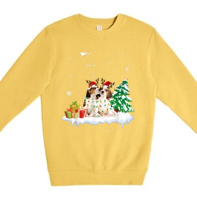 Beagle Santa Christmas Tree Light Pajama Dog Xmas Gift Premium Crewneck Sweatshirt