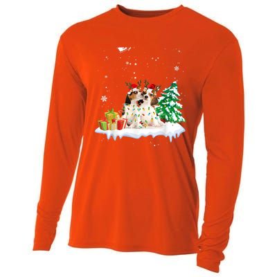 Beagle Santa Christmas Tree Light Pajama Dog Xmas Gift Cooling Performance Long Sleeve Crew