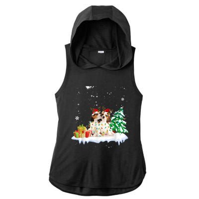 Beagle Santa Christmas Tree Light Pajama Dog Xmas Gift Ladies PosiCharge Tri-Blend Wicking Draft Hoodie Tank