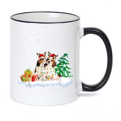 Beagle Santa Christmas Tree Light Pajama Dog Xmas Gift 11oz Black Color Changing Mug