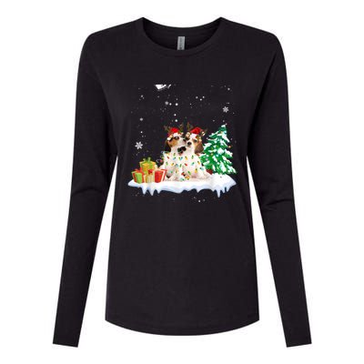 Beagle Santa Christmas Tree Light Pajama Dog Xmas Gift Womens Cotton Relaxed Long Sleeve T-Shirt