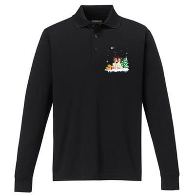 Beagle Santa Christmas Tree Light Pajama Dog Xmas Gift Performance Long Sleeve Polo