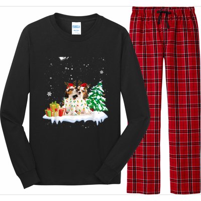 Beagle Santa Christmas Tree Light Pajama Dog Xmas Gift Long Sleeve Pajama Set