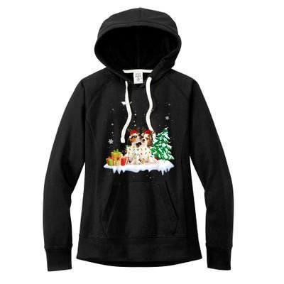 Beagle Santa Christmas Tree Light Pajama Dog Xmas Gift Women's Fleece Hoodie