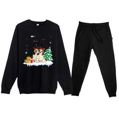 Beagle Santa Christmas Tree Light Pajama Dog Xmas Gift Premium Crewneck Sweatsuit Set