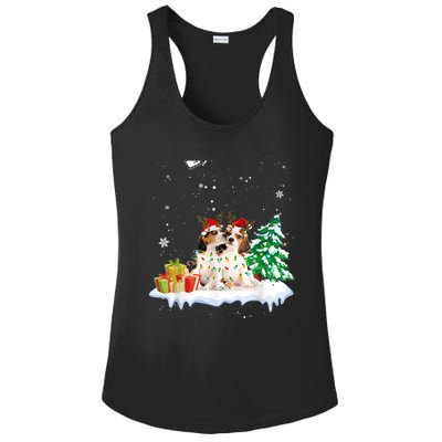 Beagle Santa Christmas Tree Light Pajama Dog Xmas Gift Ladies PosiCharge Competitor Racerback Tank