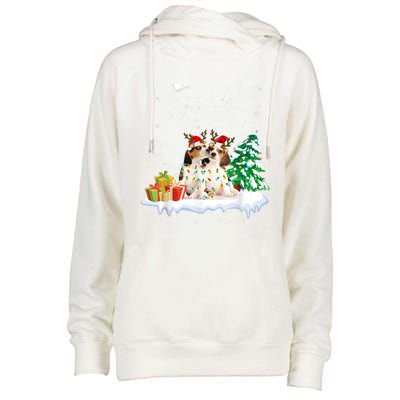 Beagle Santa Christmas Tree Light Pajama Dog Xmas Gift Womens Funnel Neck Pullover Hood