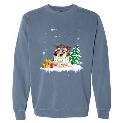 Beagle Santa Christmas Tree Light Pajama Dog Xmas Gift Garment-Dyed Sweatshirt