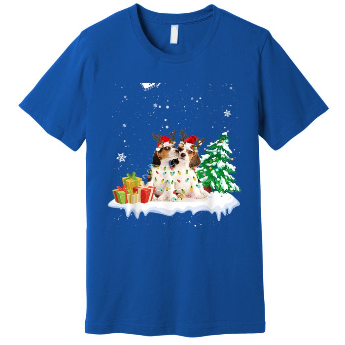 Beagle Santa Christmas Tree Light Pajama Dog Xmas Gift Premium T-Shirt