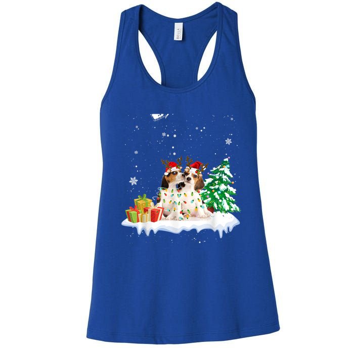 Beagle Santa Christmas Tree Light Pajama Dog Xmas Gift Women's Racerback Tank