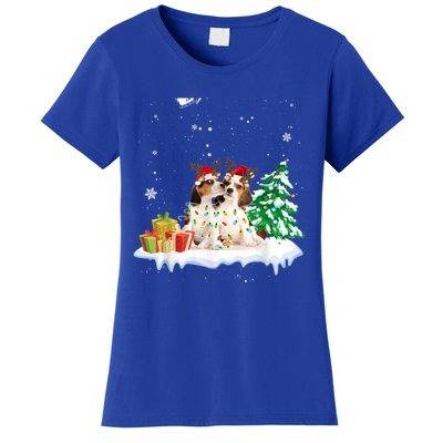 Beagle Santa Christmas Tree Light Pajama Dog Xmas Gift Women's T-Shirt