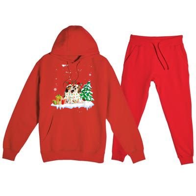 Beagle Santa Christmas Tree Light Pajama Dog Xmas Gift Premium Hooded Sweatsuit Set