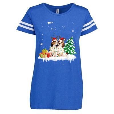 Beagle Santa Christmas Tree Light Pajama Dog Xmas Gift Enza Ladies Jersey Football T-Shirt