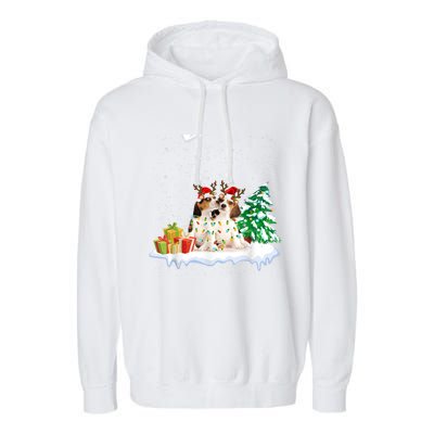 Beagle Santa Christmas Tree Light Pajama Dog Xmas Gift Garment-Dyed Fleece Hoodie