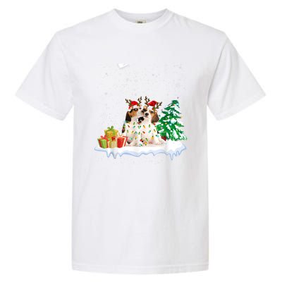 Beagle Santa Christmas Tree Light Pajama Dog Xmas Gift Garment-Dyed Heavyweight T-Shirt