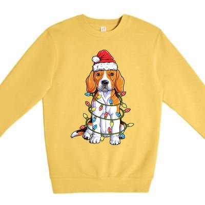 Beagle Santa Christmas Tree Lights Xmas Funny Gift Boys Gift Premium Crewneck Sweatshirt